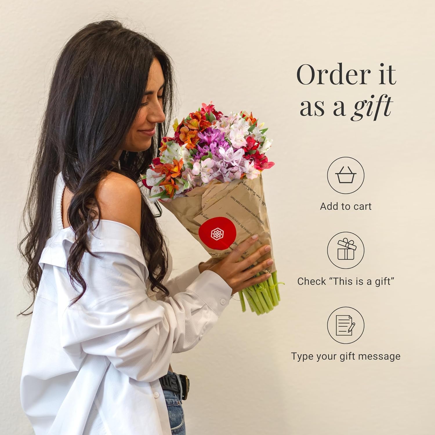 24 Multicolored Alstroemeria Bouquet Flowers, Long Lasting & Hand-Tied, Farm Fresh Cut Flowers Bouquet - Gift for Birthday, Anniversary, Wedding | No Vase.