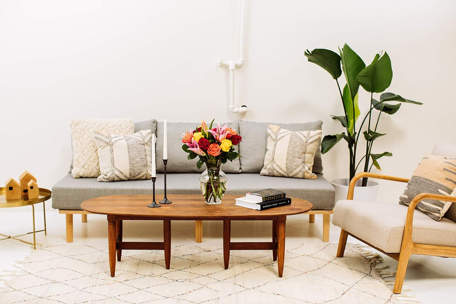 - Big Blooms Oriental Lilies & Roses (Glass Vase Included) - Fresh Flowers for Delivery - Gift for Graduation, Birthday, Anniversary, Sympathy, Get Well, Congratulations