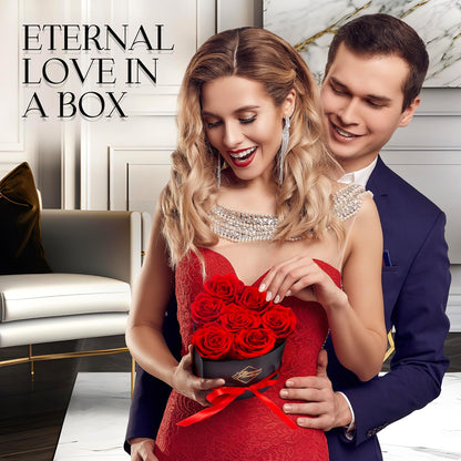 7 Flower Forever Heart Shape Box - Preserved Roses Gift for Her, Preserved Flowers, Red