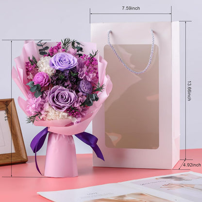 Preserved Flower Bouquet,Flowers for Delivery Prime,Purple Roses Birthday Flowers for Women Gifts,Mom,Wife,Anniversary,Grandma,Her,Long Lasting Eternal That Last 2-3 Years