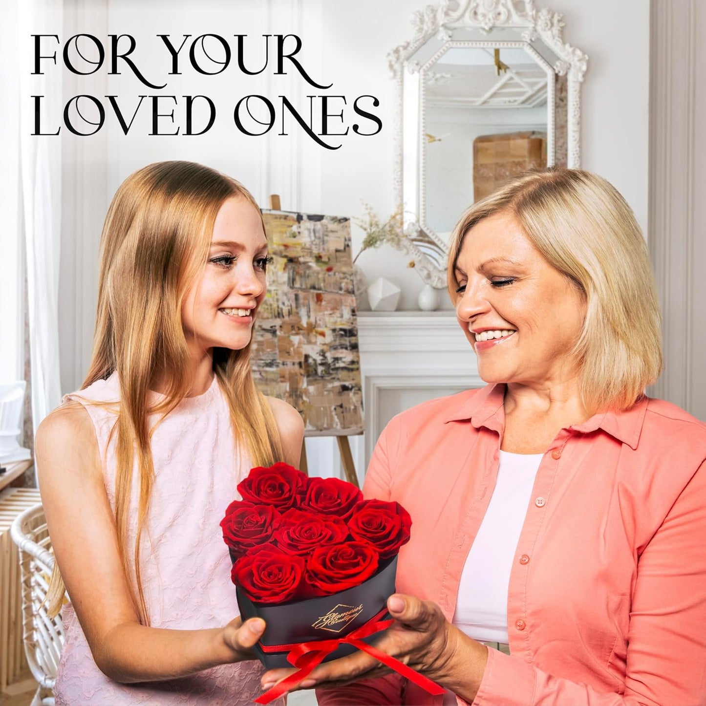 7 Flower Forever Heart Shape Box - Preserved Roses Gift for Her, Preserved Flowers, Red