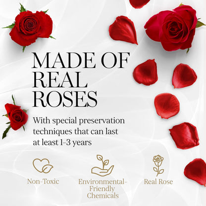 7 Flower Forever Heart Shape Box - Preserved Roses Gift for Her, Preserved Flowers, Red