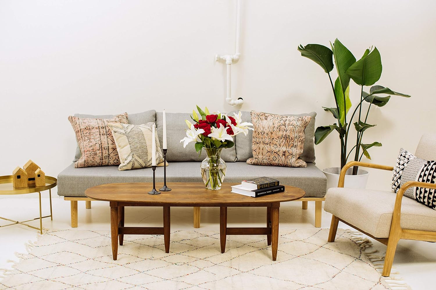 - Oriental Lilies & Red Roses (Glass Vase Included) - Fresh Flowers for Delivery - Gift for Graduation, Birthday, Anniversary, Sympathy, Get Well, Congratulations