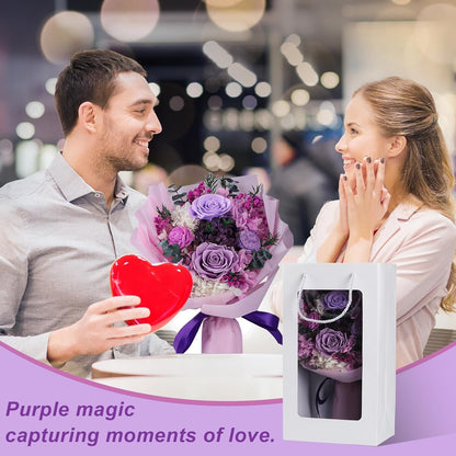 Preserved Flower Bouquet,Flowers for Delivery Prime,Purple Roses Birthday Flowers for Women Gifts,Mom,Wife,Anniversary,Grandma,Her,Long Lasting Eternal That Last 2-3 Years