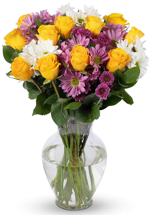 - Life Is Good Yellow (Glass Vase Included) - Fresh Flowers for Delivery - Gift for Graduation, Birthday, Anniversary, Sympathy, Get Well, Congratulations